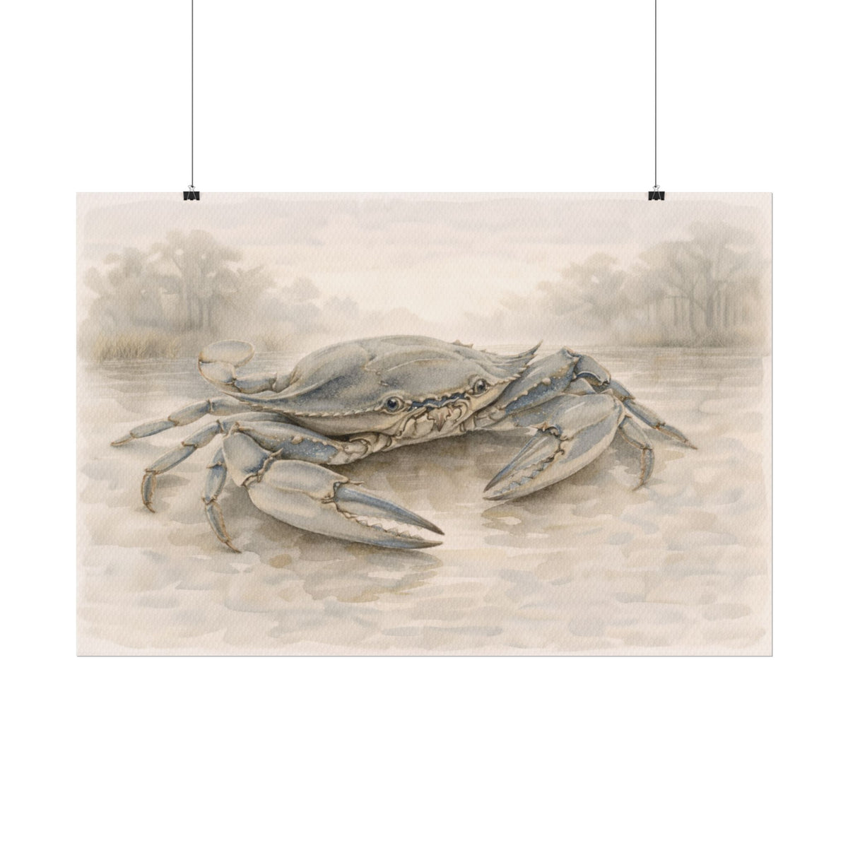 Blue Crab Illustration Rolled Poster
