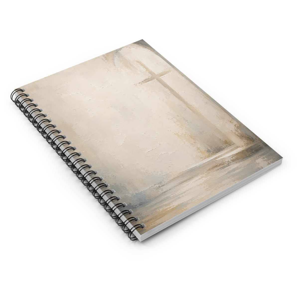 Faith Journal Notebook – Soft Watercolor Cross Spiral Ruled Notebook