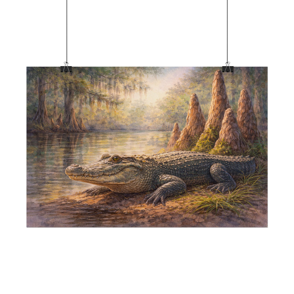 Alligator among Cypress Knees Art