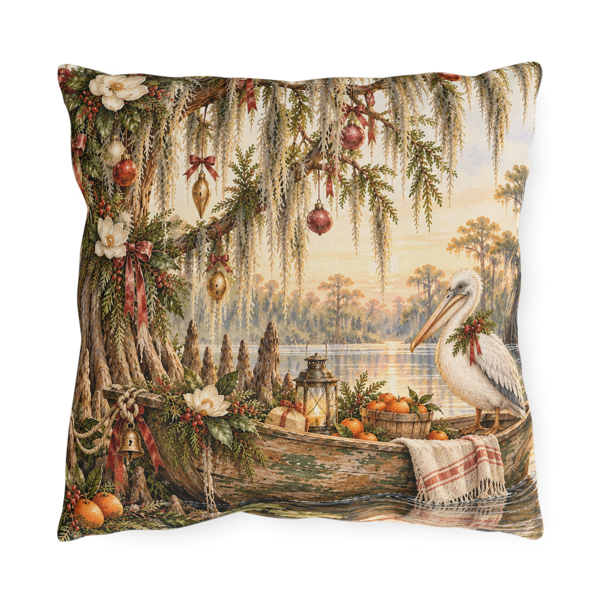 Christmas on the Bayou Holiday Pillow — Southern Bayou Christmas Decor