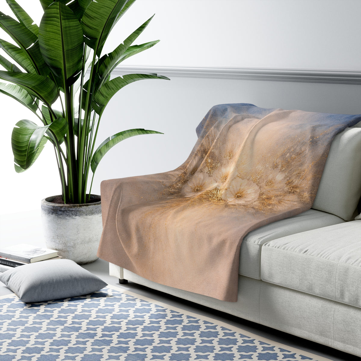 Floral Dream Sherpa Blanket — Soft Dandelion Bouquet Fleece Throw