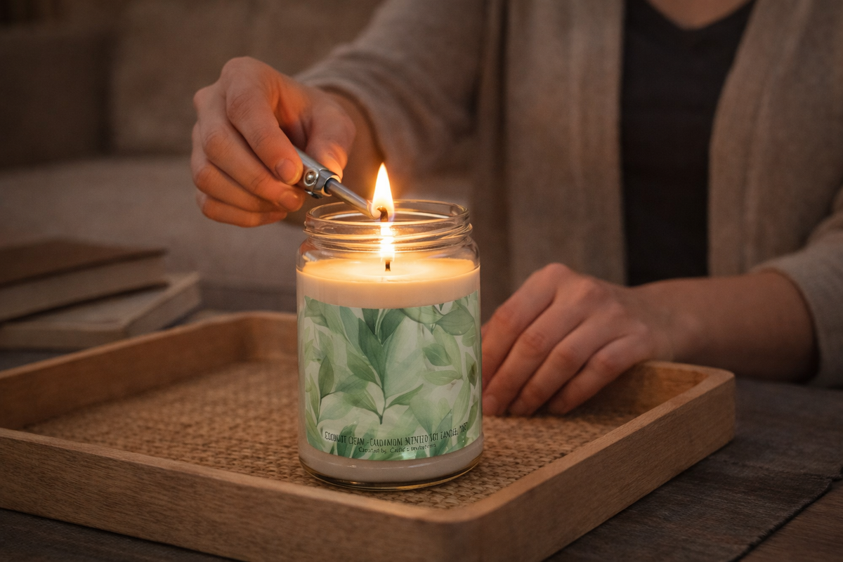 Soy Candle — Fresh Green Leaf Scented 9oz Jar