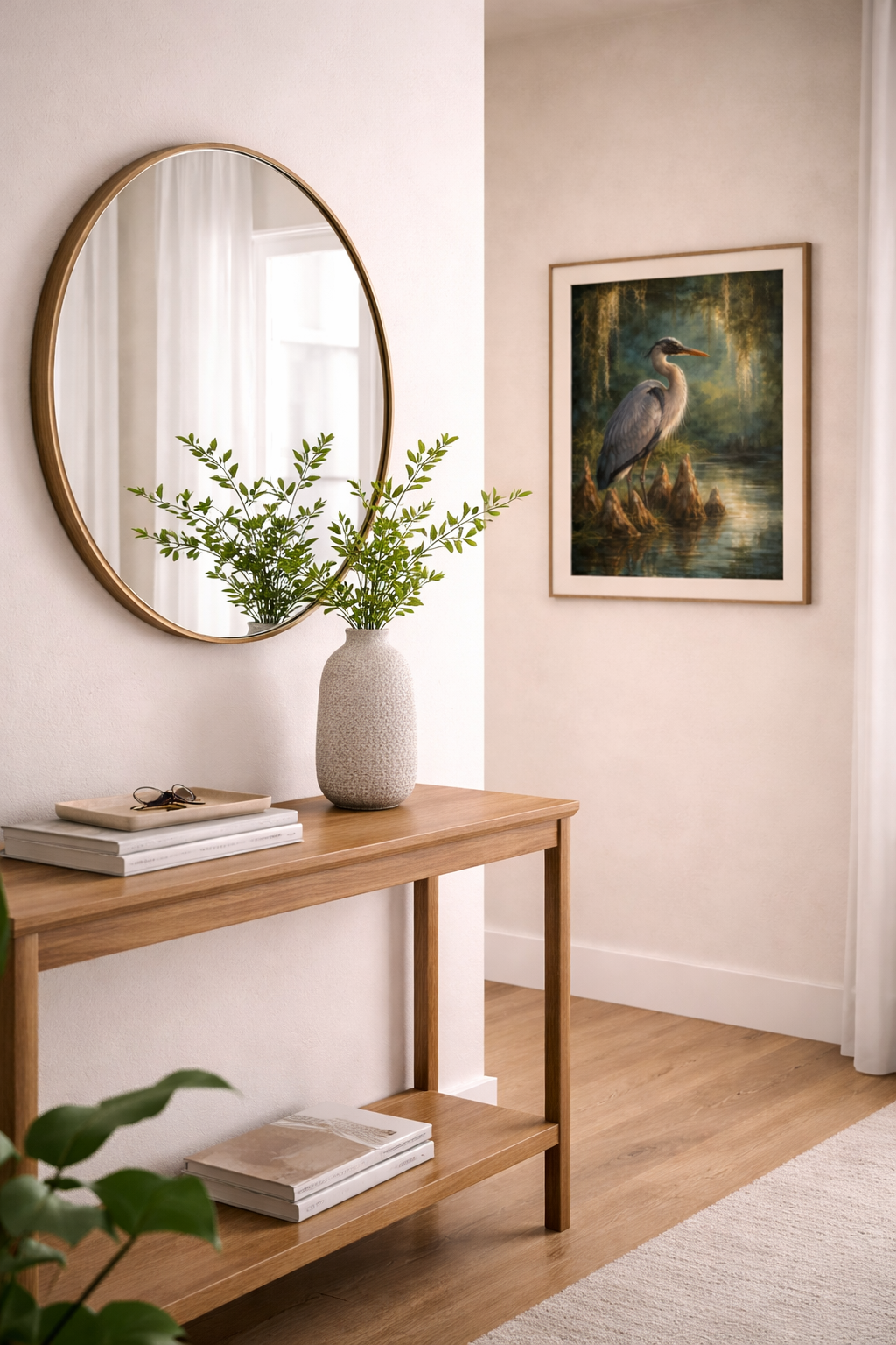 Heron in Cypress Swamp Poster