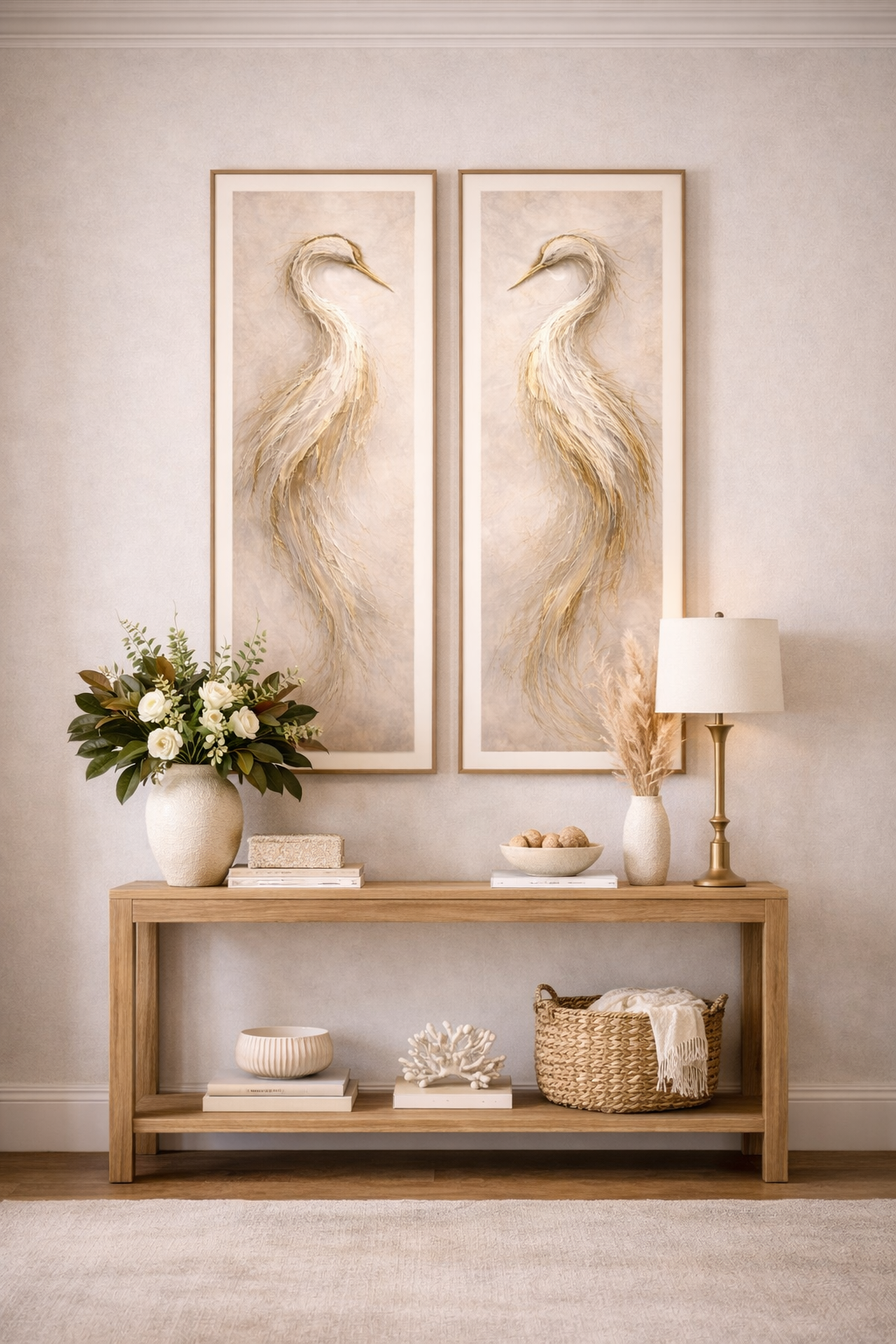 Southern Heirloom Golden Heron Diptych Wall Art Set