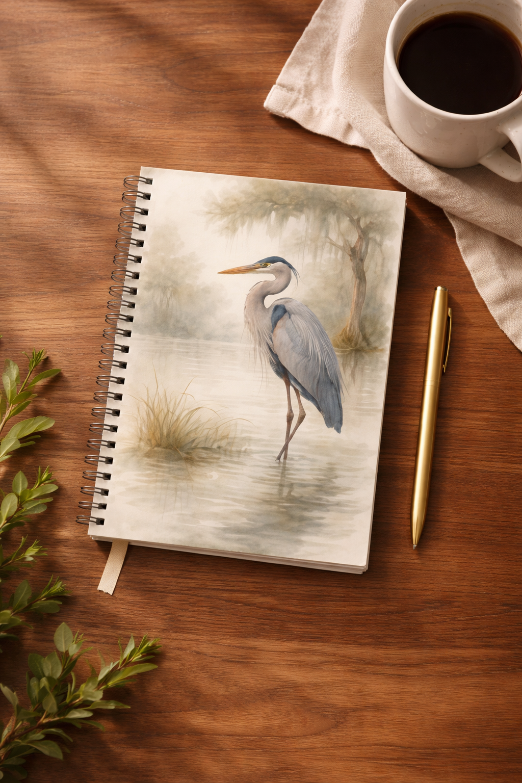 Heron Watercolor Spiral Notebook