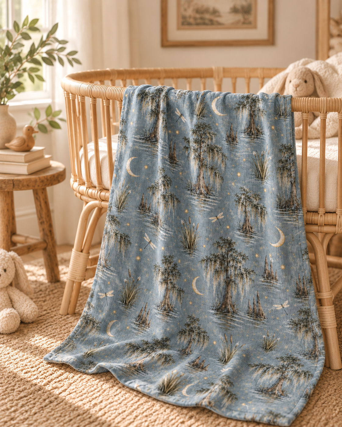 Swaddle Blanket — Dreamy Moonlit Marsh Baby Wrap