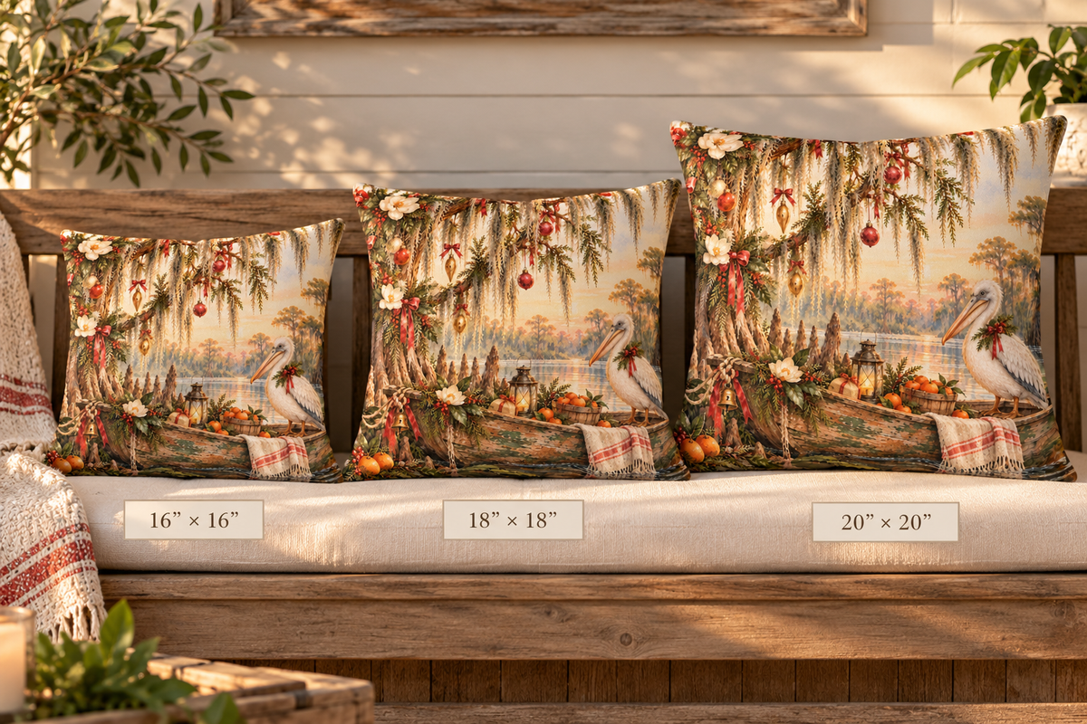 Christmas on the Bayou Holiday Pillow — Southern Bayou Christmas Decor