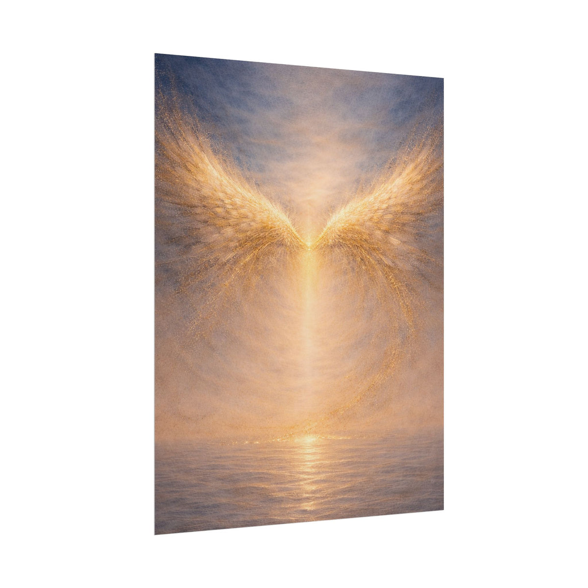 Angel Wings Sunset Poster Spiritual Wall Art Rolled Poster