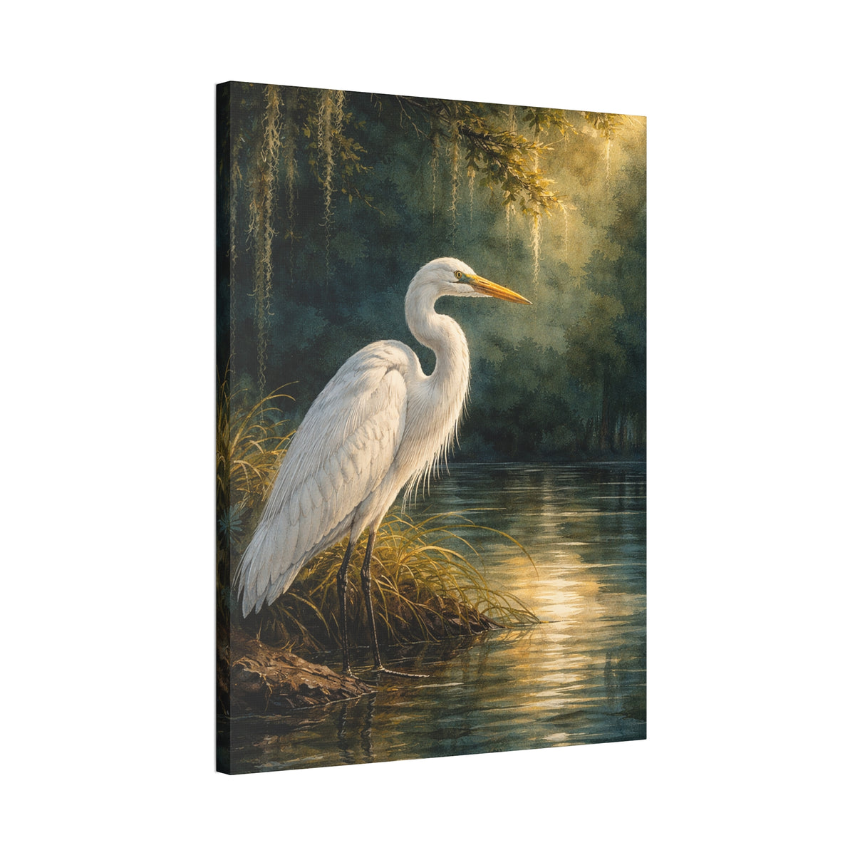 Southern Bayou Egret Canvas Wall Art