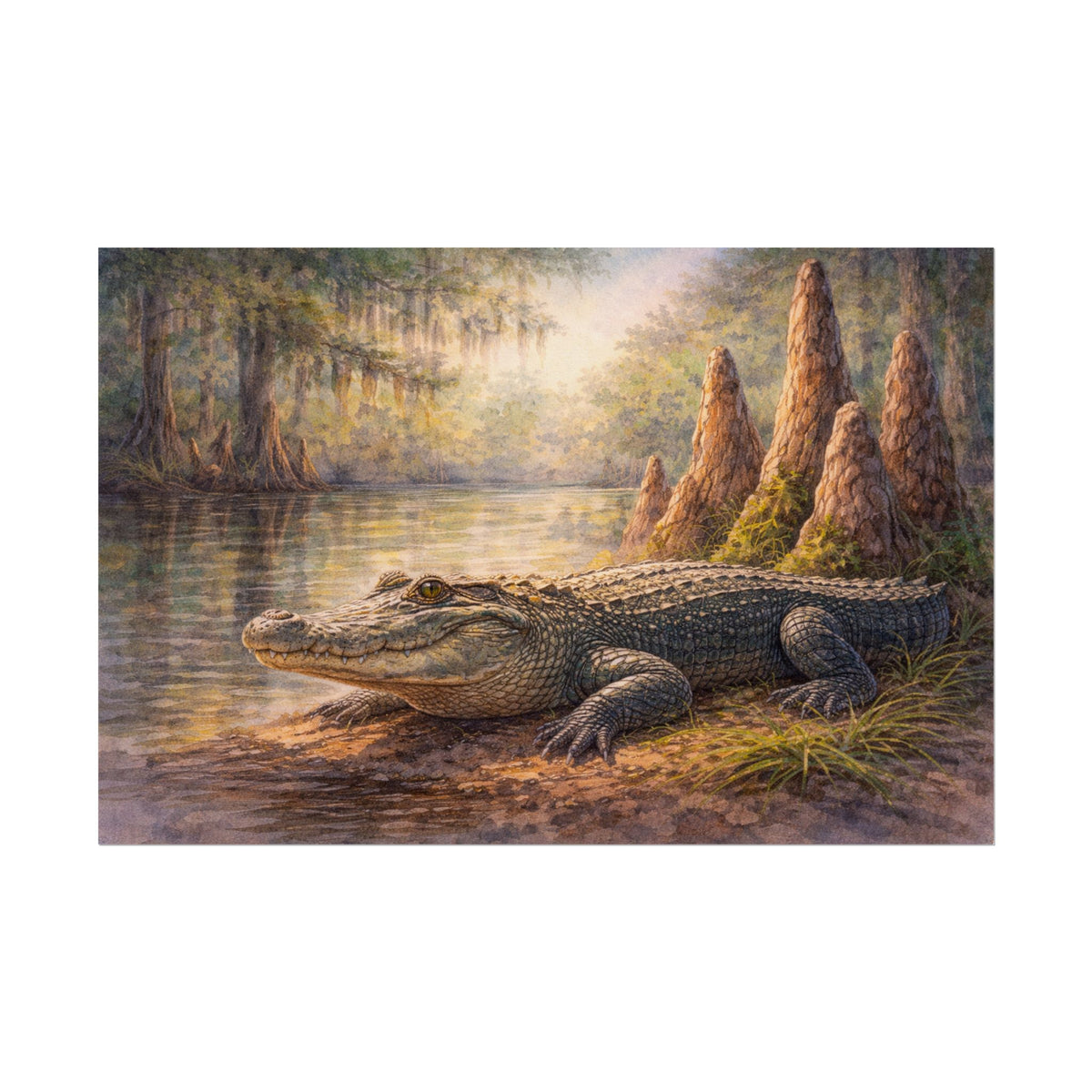 Alligator among Cypress Knees Art