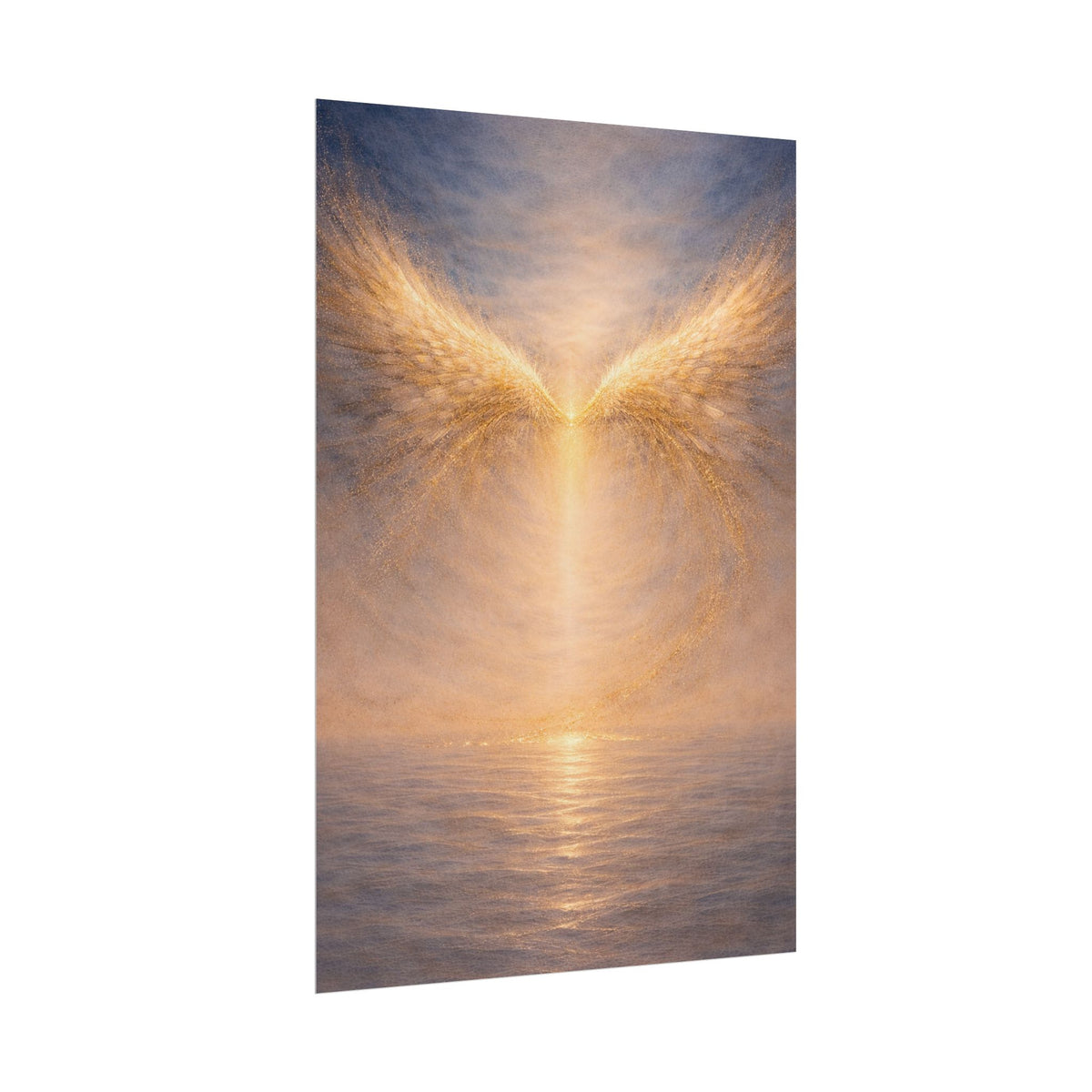 Angel Wings Sunset Poster Spiritual Wall Art Rolled Poster