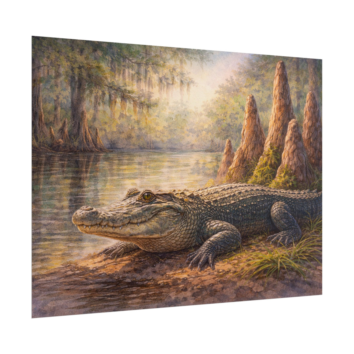 Alligator among Cypress Knees Art