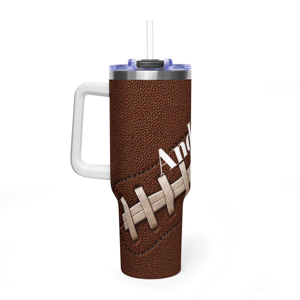 Personalized Football Tumbler – 40 oz Name &amp; Number Travel Cup