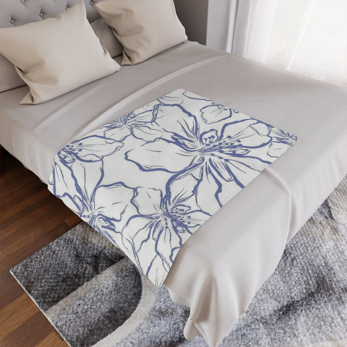 Floral Minky Blanket – Soft Cozy Throw for Home Decor, Baby Shower G