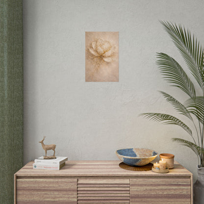Neutral Gold Floral Poster Rolled Art Print for Living R Bedroom Decor
