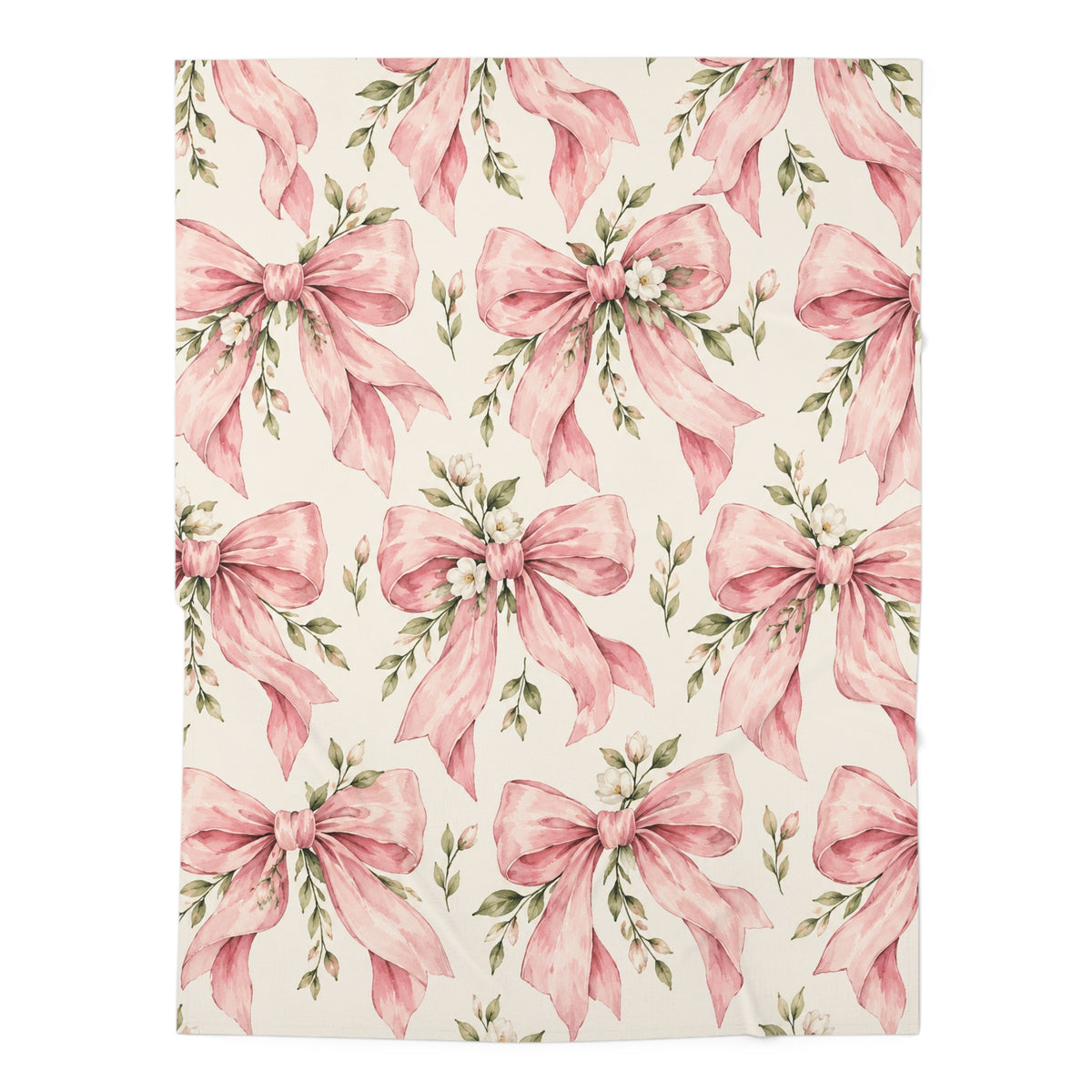 Pink Floral Bow Baby Swaddle Blanket