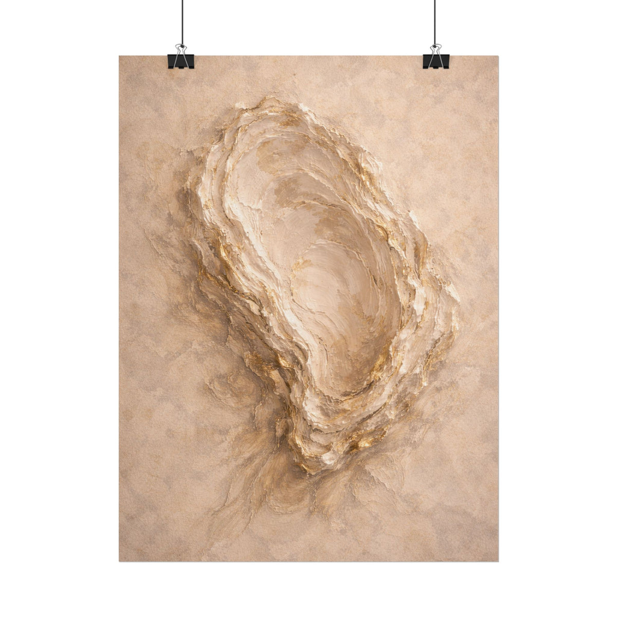 Abstract Oyster Shell Neutral Tones — Organic Beige Textured Wall Art