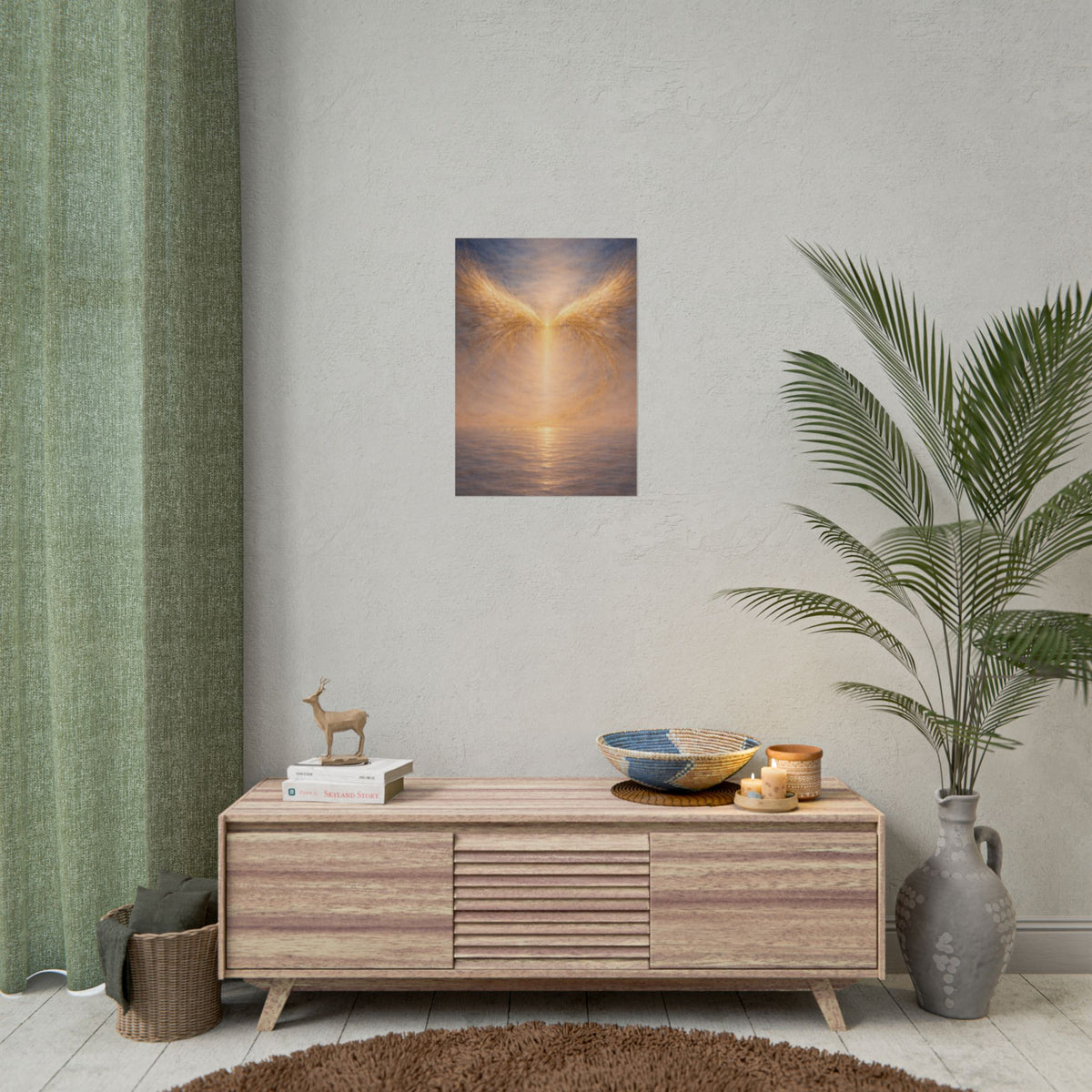 Angel Wings Sunset Poster  Spiritual Wall Art Rolled Poster