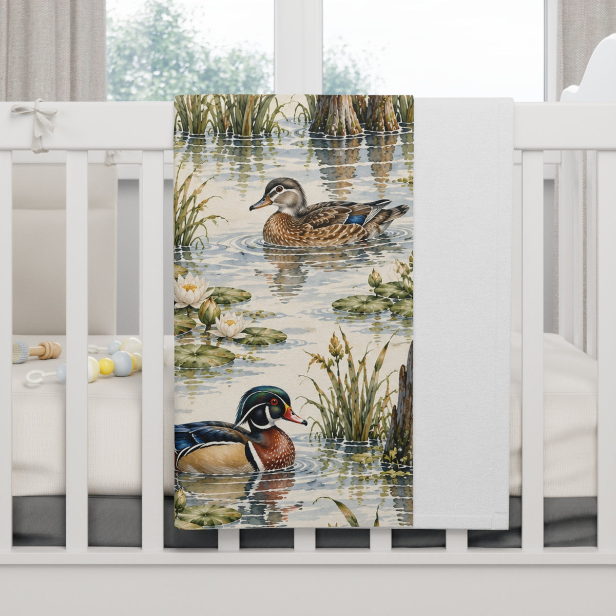 Wood Duck Pond Baby Blanket – Southern Wetlands 30" × 40"