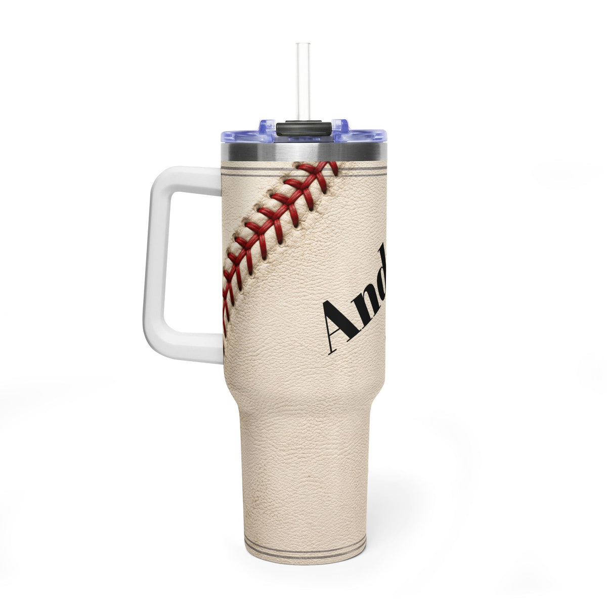 Baseball Stitch Personalized Name Tumbler | 40oz Vacuum Travel Mug