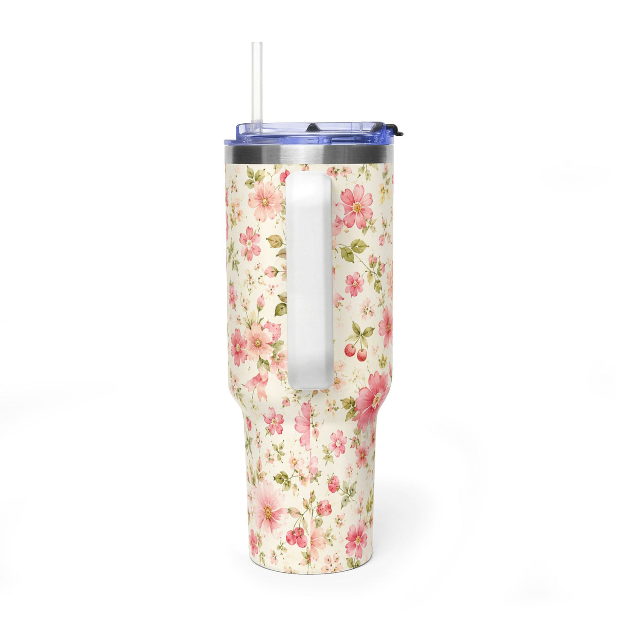 Pink Ditsy Floral Tumbler – 40 oz Floral Travel Cup
