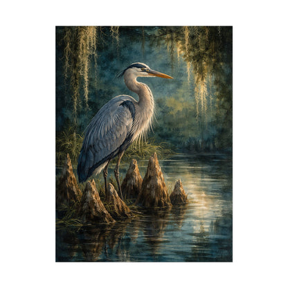 Heron in Cypress Swamp Poster