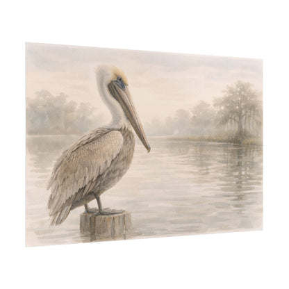 Pelican on Dock Watercolor Art Coastal Watercolor