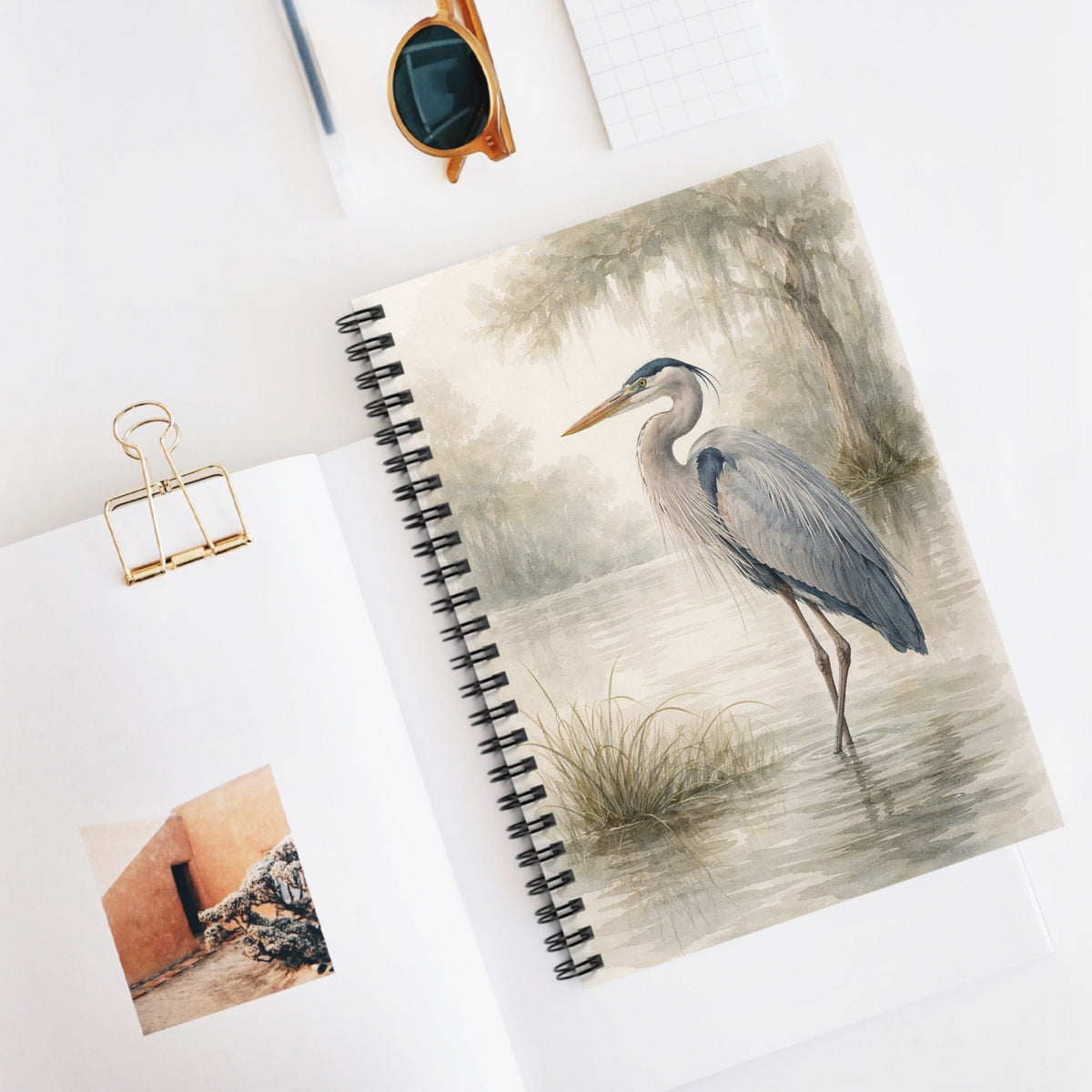 Heron Watercolor Spiral Notebook