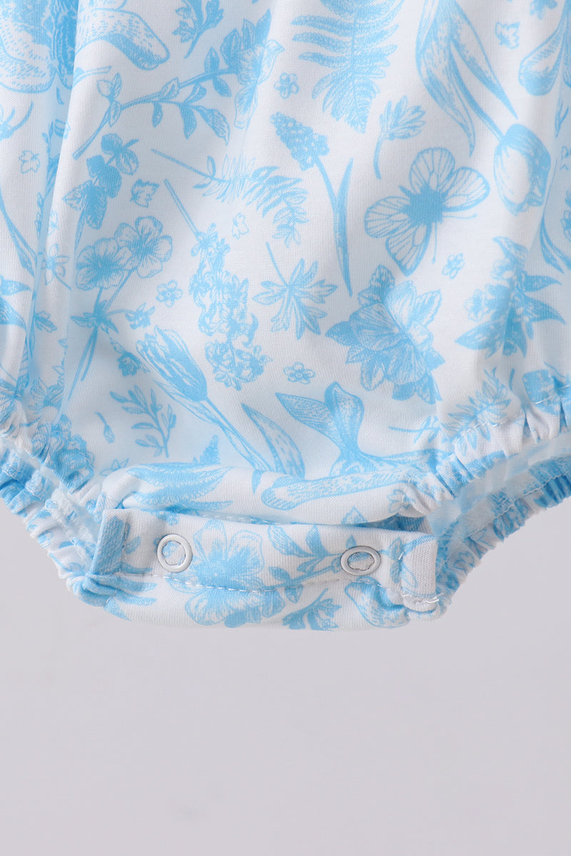 Blue Bunny Smocked Baby Bubble Romper