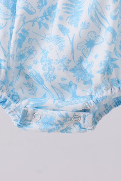 Blue Bunny Smocked Baby Bubble Romper