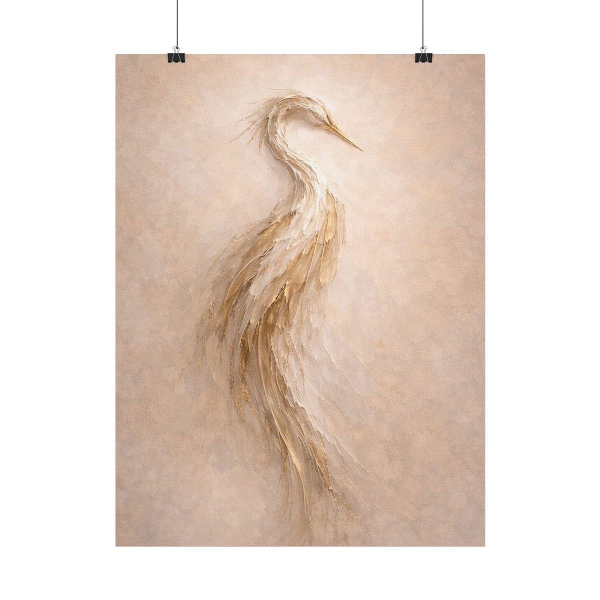 Heron Silhouette Poster – Neutral Coastal Wall Art Decor
