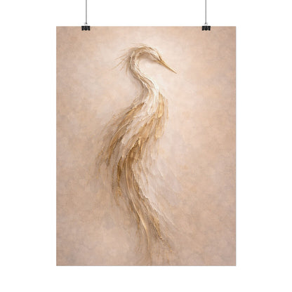 Heron Silhouette Poster – Neutral Coastal Wall Art Decor