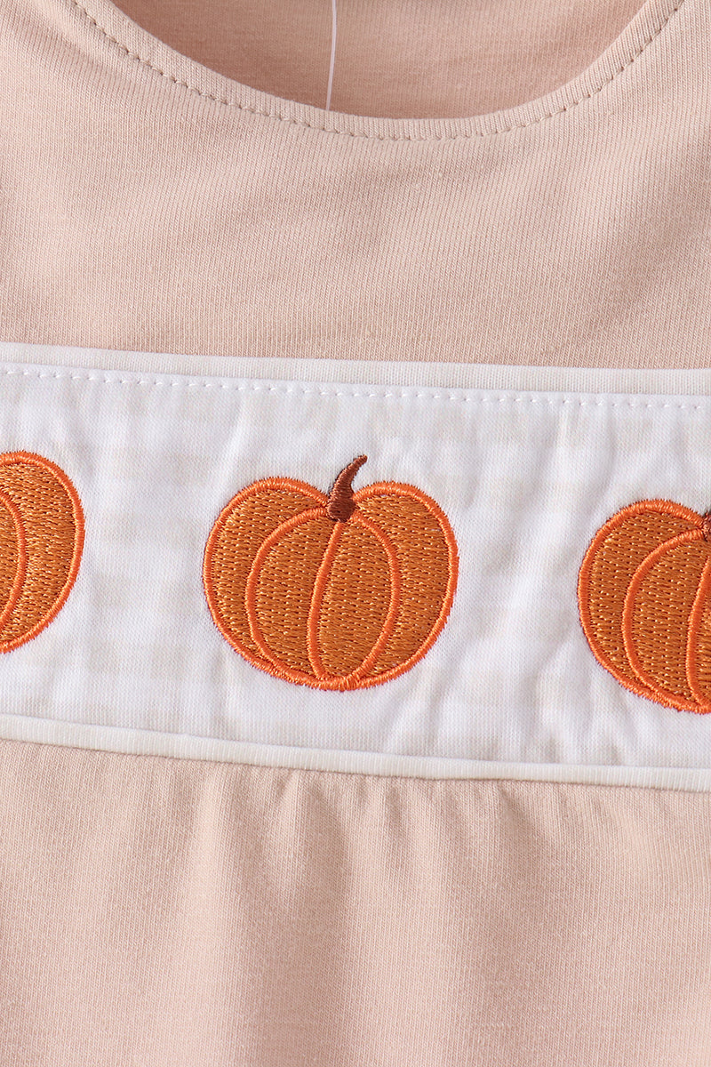 Pumpkin Embroidered Baby Jon Jon Romper