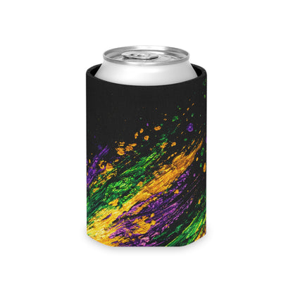 Mardi Gras Paint Splash Can Koozie - Purple Green Gold Koozie