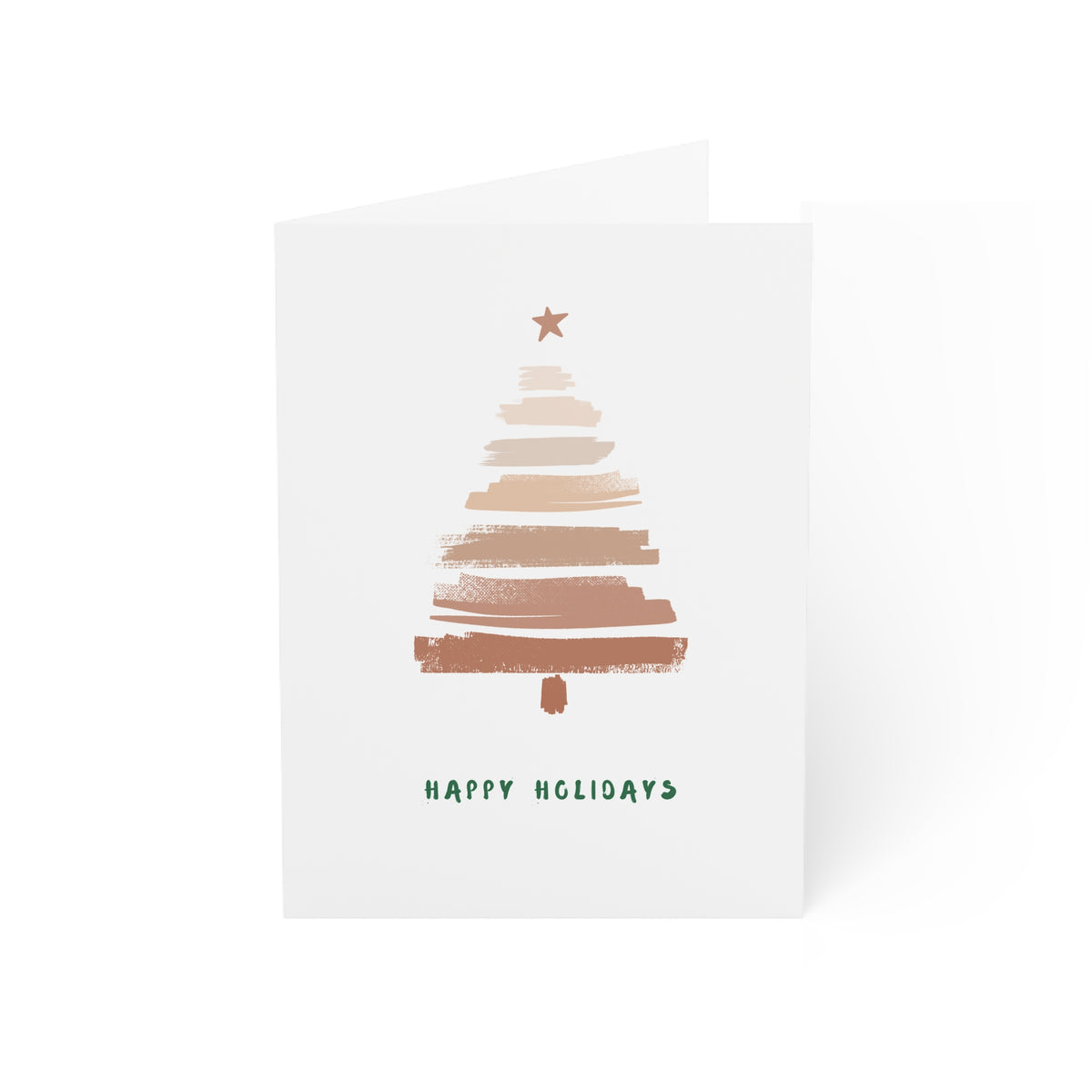 Minimal Brushstroke Christmas Tree Greeting Card — "Happy Holidays" (Multipack)