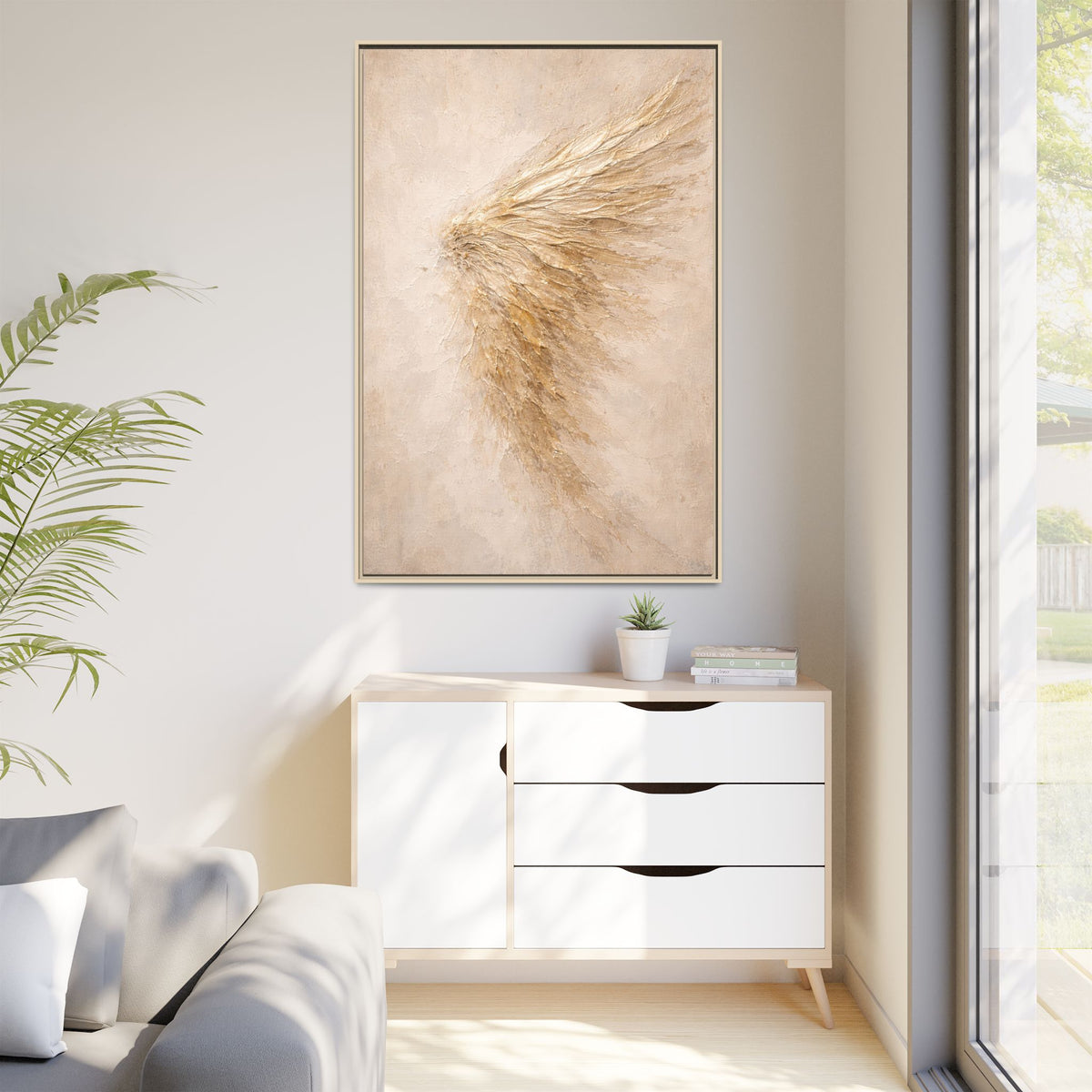 Abstract Angel Wing Framed Canvas Wall Art
