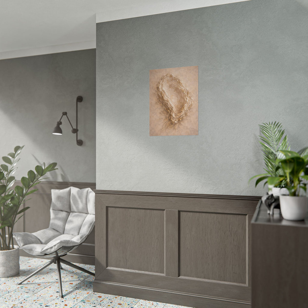 Abstract Oyster Shell Neutral Tones — Organic Beige Textured Wall Art