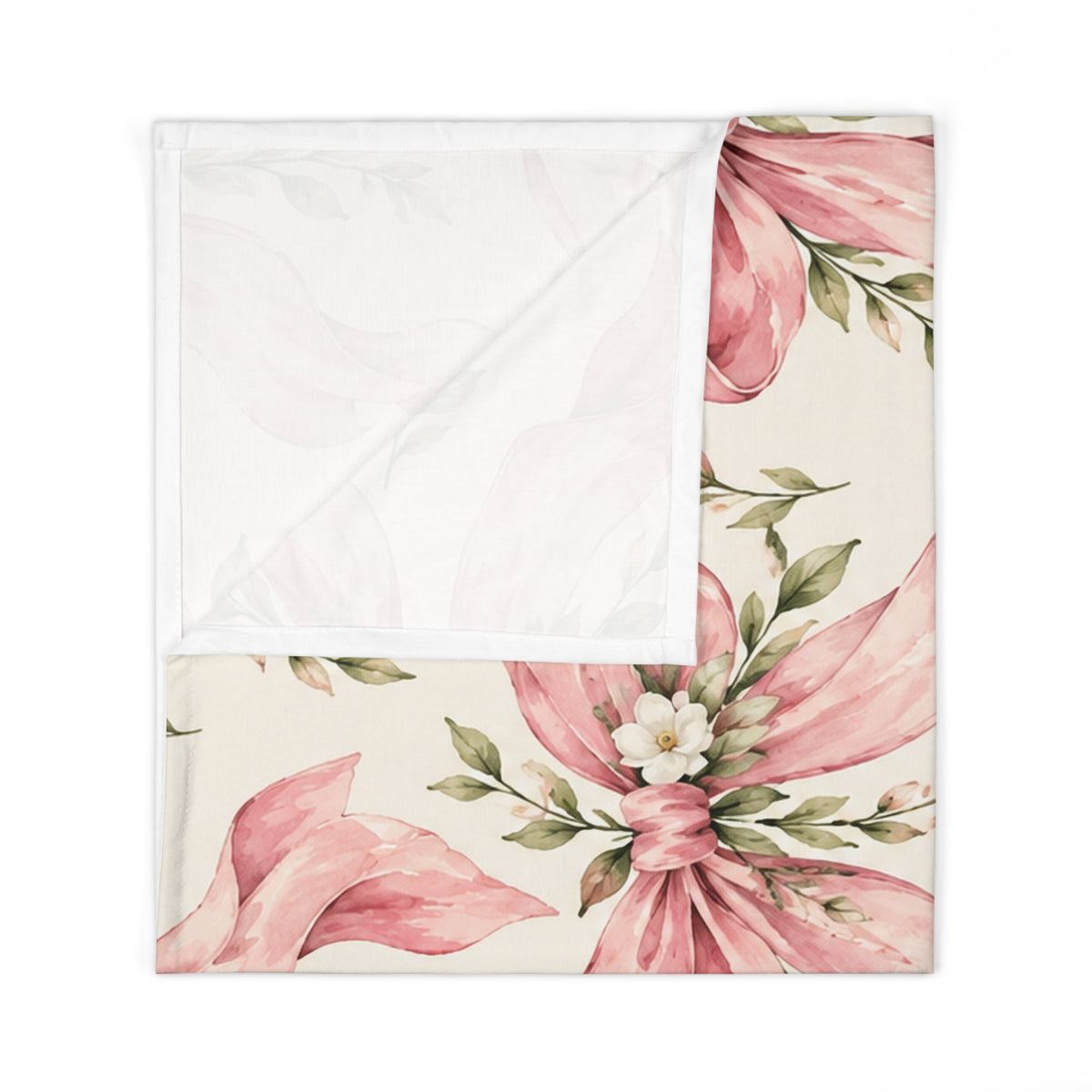 Pink Floral Bow Baby Swaddle Blanket