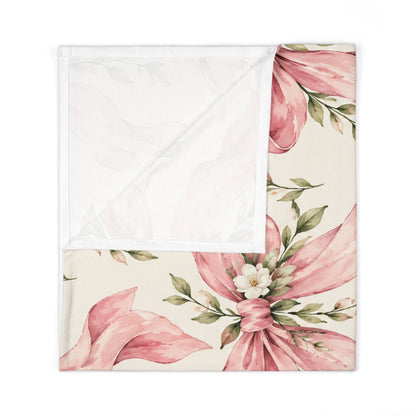Pink Floral Bow Baby Swaddle Blanket