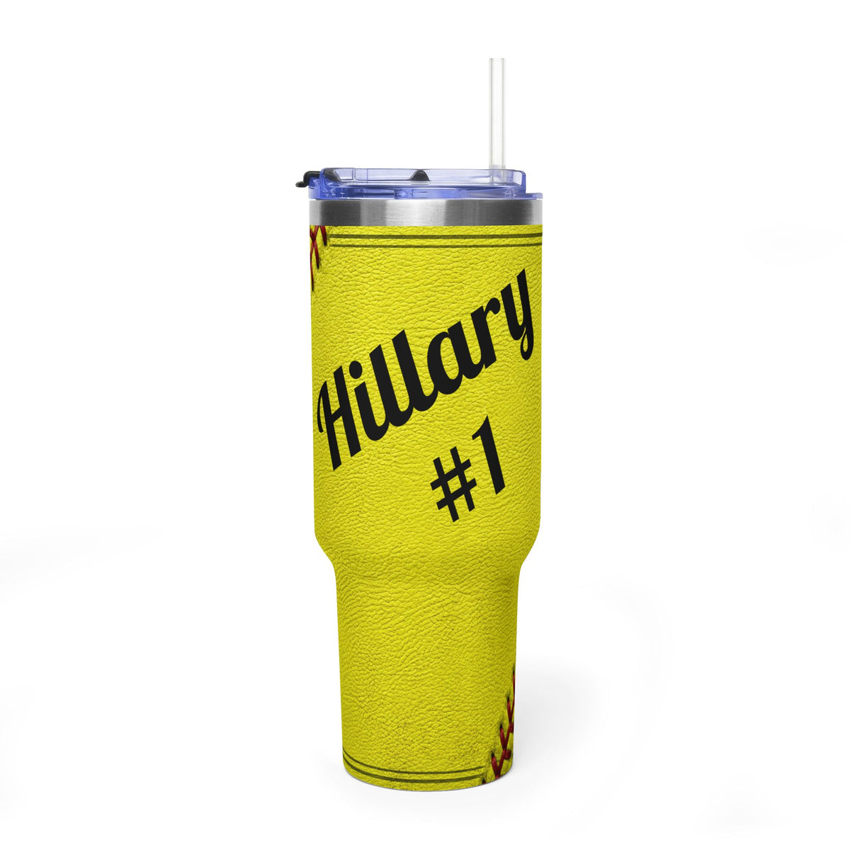 Personalized Softball Tumbler – 40 oz Name &amp; Number Travel Cup