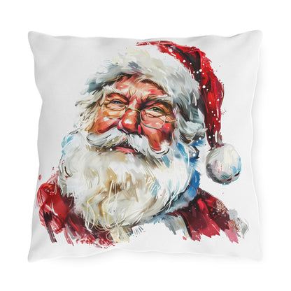 Santa Claus Holiday Outdoor Pillow — Festive Watercolor Santa Throw Cushion