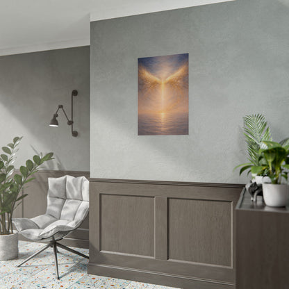 Angel Wings Sunset Poster  Spiritual Wall Art Rolled Poster