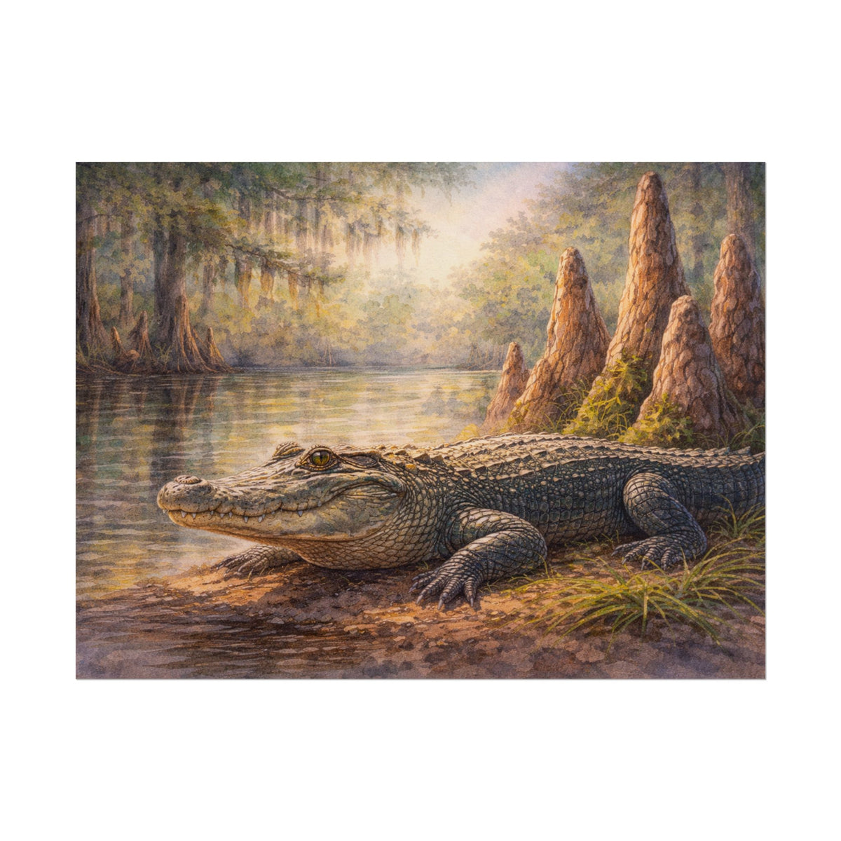 Alligator among Cypress Knees Art