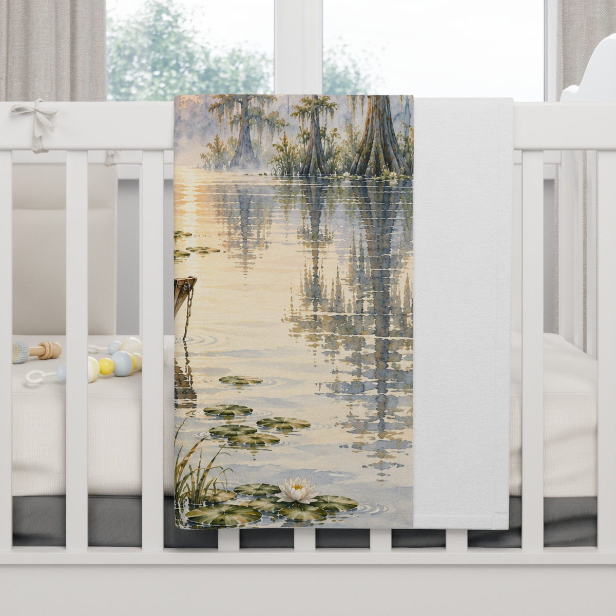 Louisiana Bayou Baby Blanket | 30" × 40" Cypress Tree Nursery Fleece Blanket