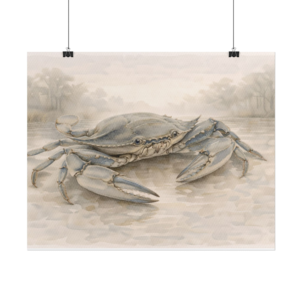 Blue Crab Illustration Rolled Poster