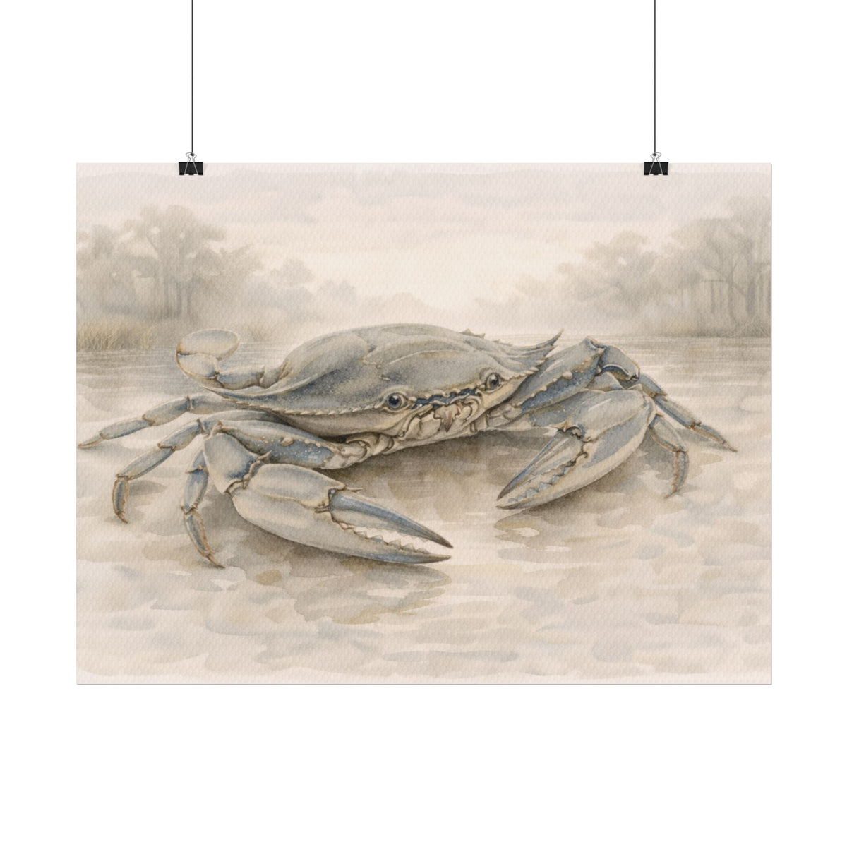 Blue Crab Illustration Rolled Poster
