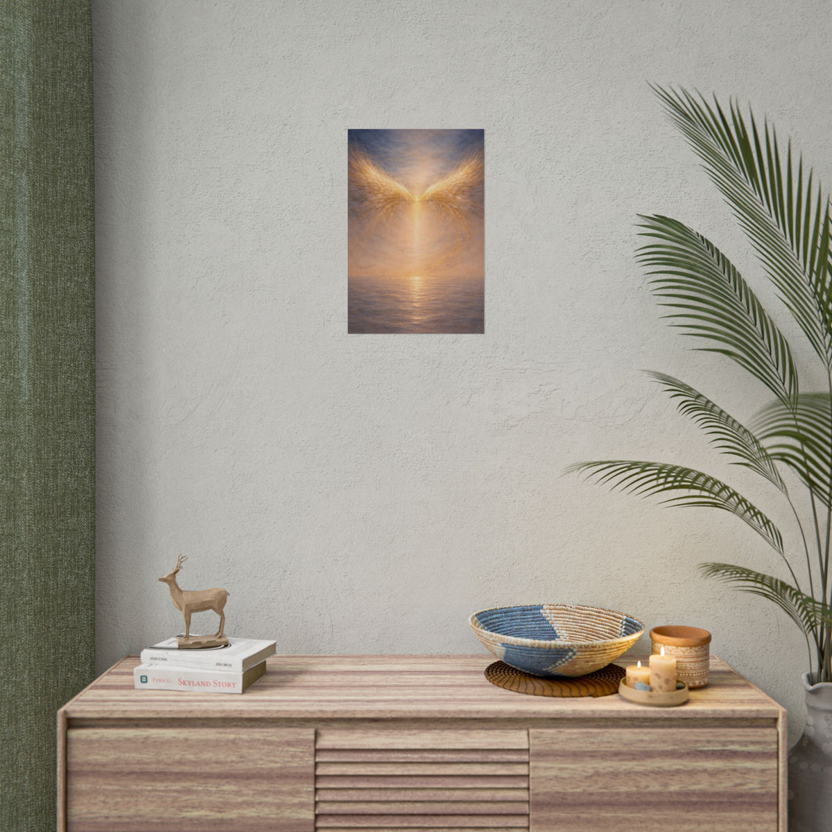 Angel Wings Sunset Poster  Spiritual Wall Art Rolled Poster