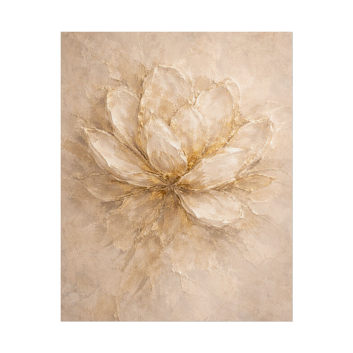 Neutral Gold Floral Poster Rolled Art Print for Living R Bedroom Decor