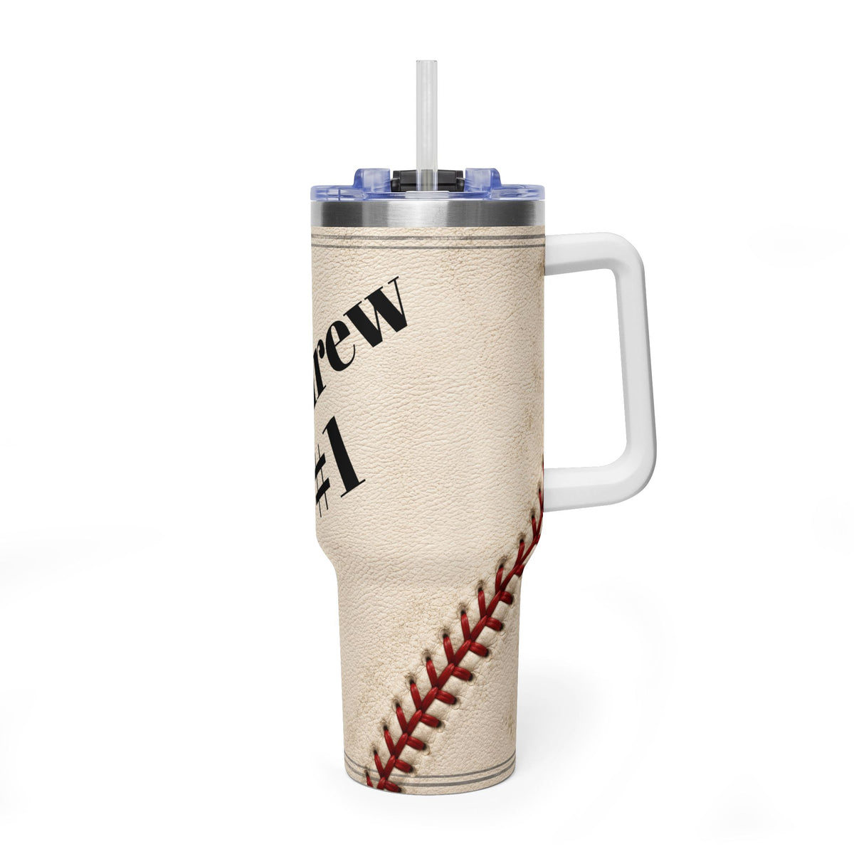 Personalized Baseball Tumbler – 40 oz Name &amp; Number Travel Cup
