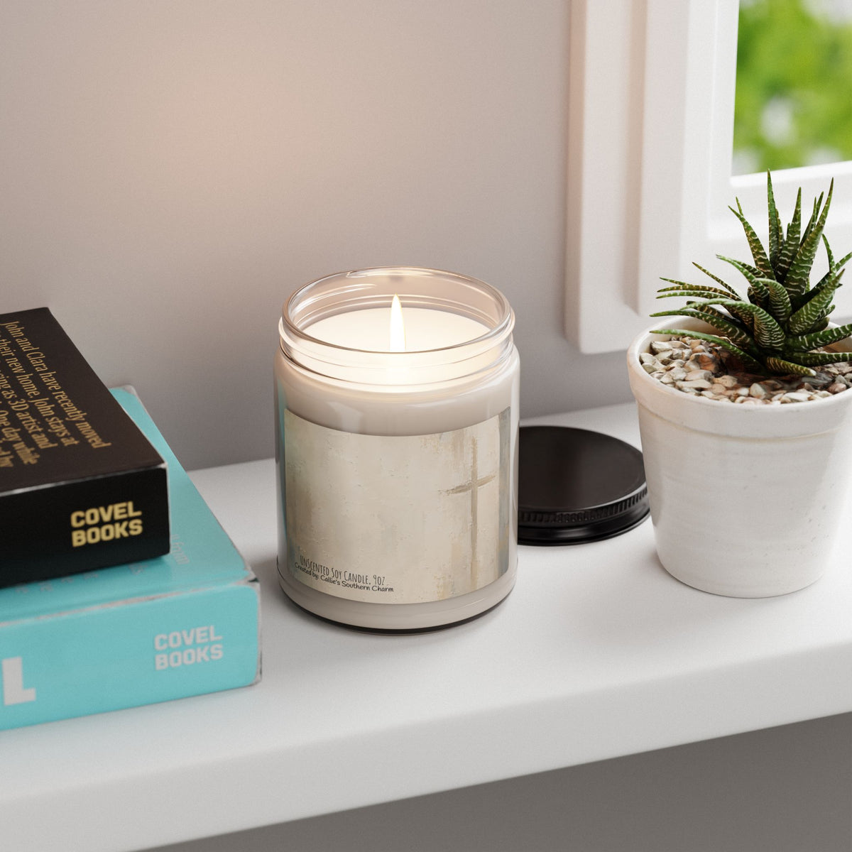 Soy Candle 9oz — Subtle Cross Faith Scented Candle (Inspirational Home Gift)